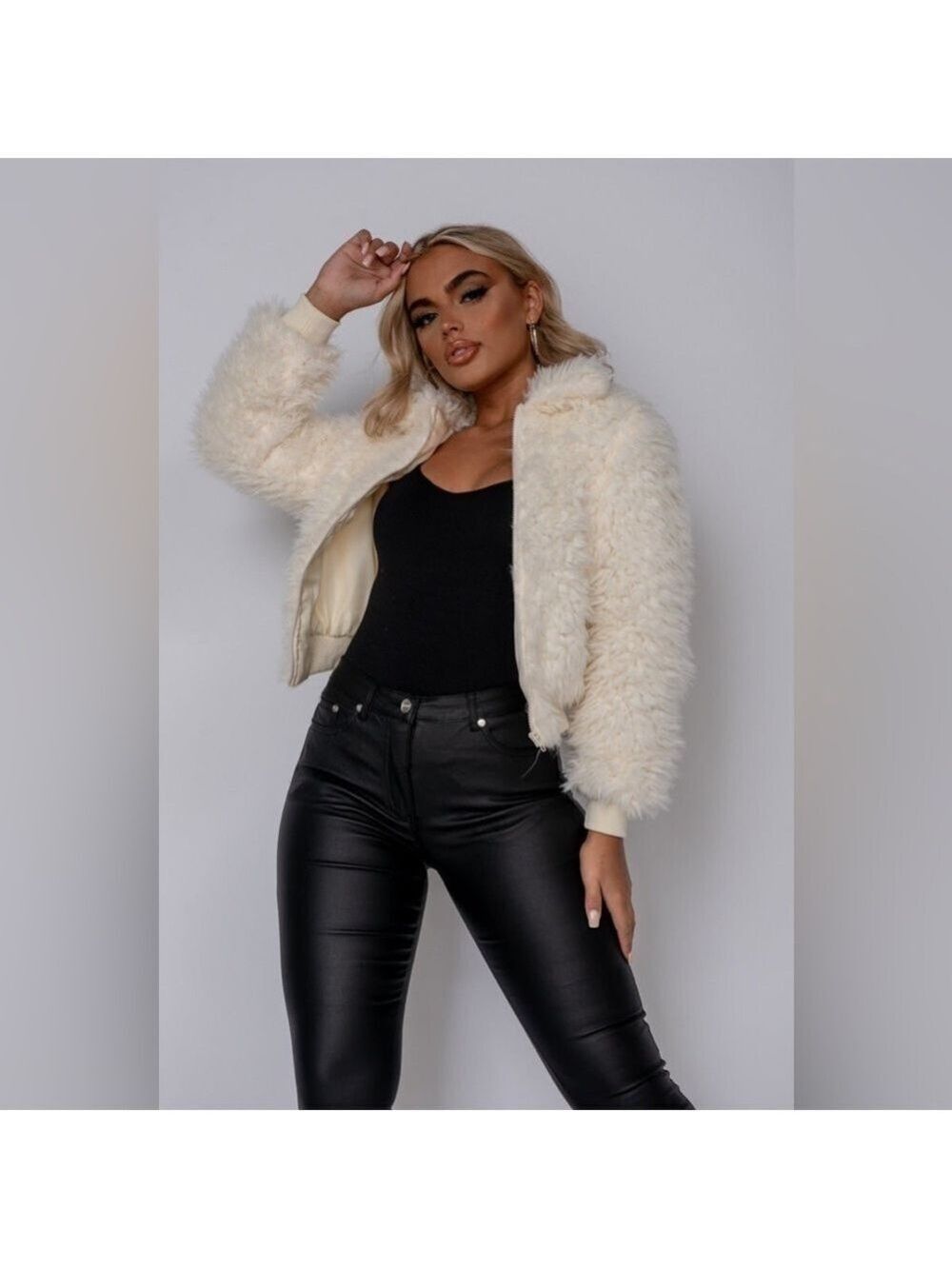 Parisian ASOS Teddy Fur Fluffy Jacket Cream Size 12
